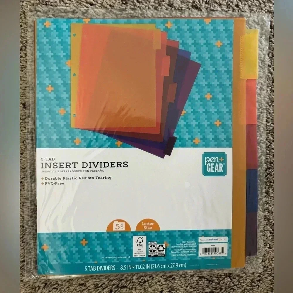Pen + Gear 5-Tab insert dividers set of 9